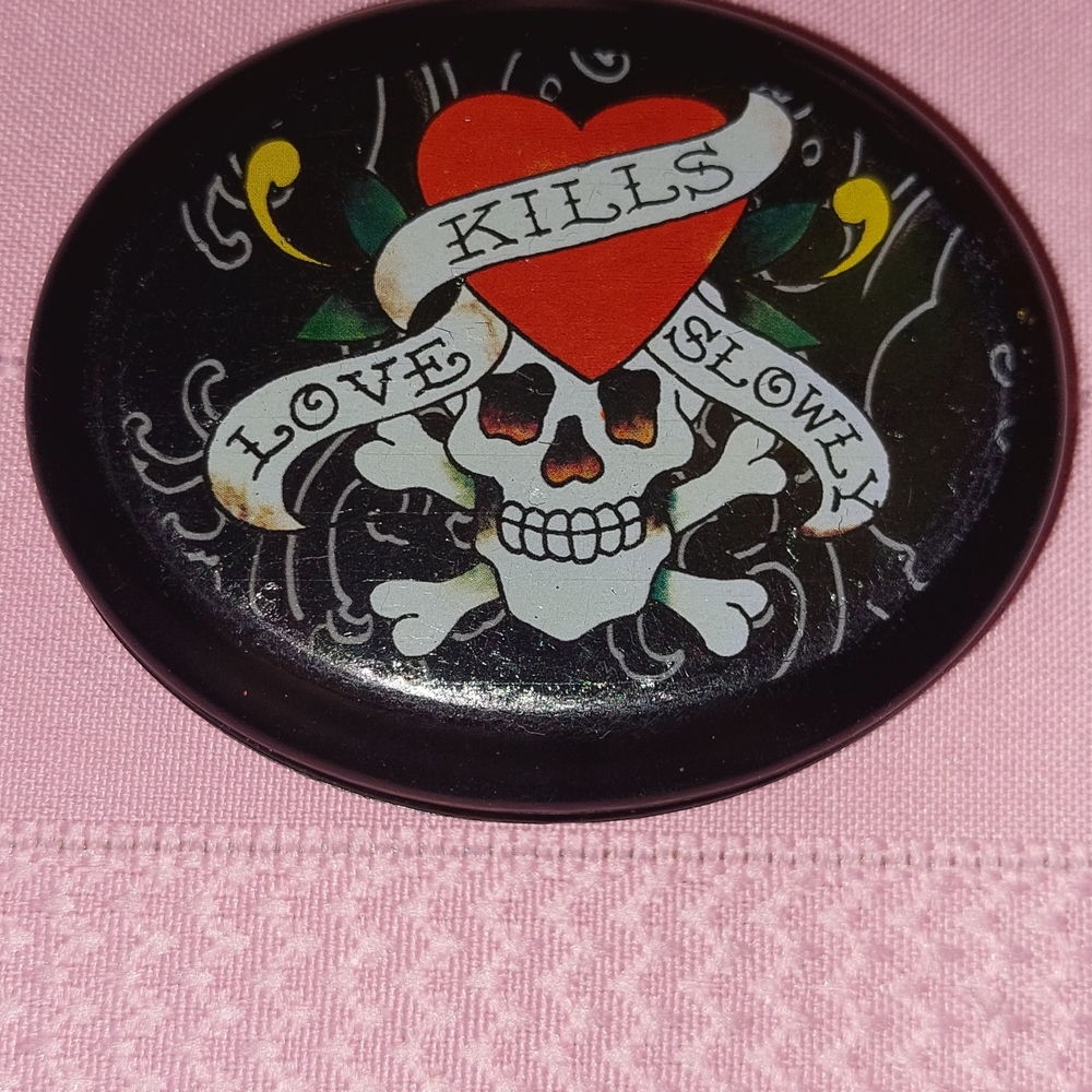 Ed Hardy Black and Red Graphic Button
